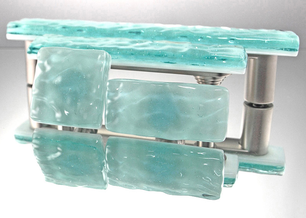 Aqua Mist Handmade Glass Cabinet Hardware, Glass Dresser Hardware