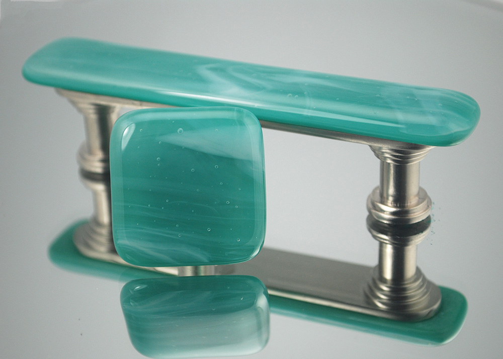 Jade Cloud Handmade Glss Cabinet Hardware, Blue Cabinet Pulls And Knobs