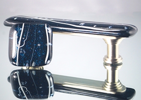 Navy Sequin Handmade Glass Cabinet Hardware