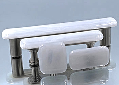 White Crystal Handmade Glass Cabinet Hardware    